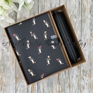 Coach Boxed Notebook & Pencil Case Set With Penguin Print Leather Bag Purse